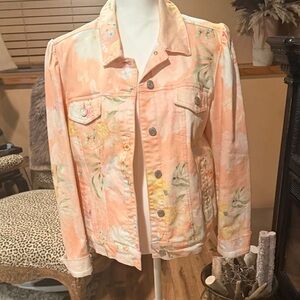 Boston Proper Peach Floral Jean Jacket